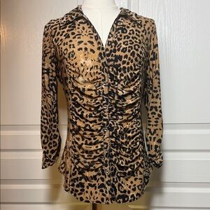 INC International Concepts Animal Print Ruched Blouse